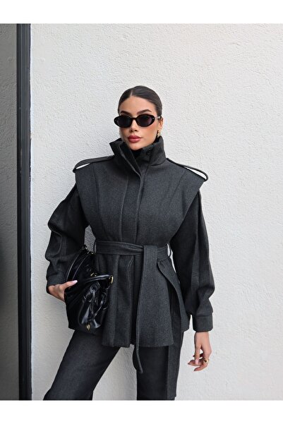 ESRAHELVACI Shoulder Pad Piece Shoulder Epaulet Detail Cashmere Coat