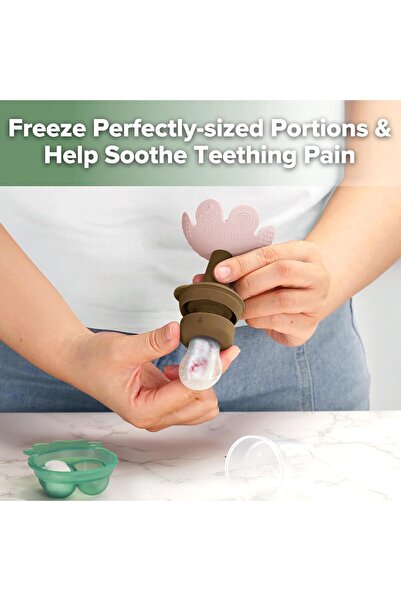 Haakaa Flower Baby Fruit Feeder & Breastmilk Popsicle Mold Set (Blush)