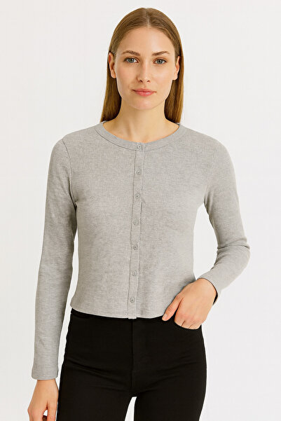 huhu Buttoned Crop Cardigan