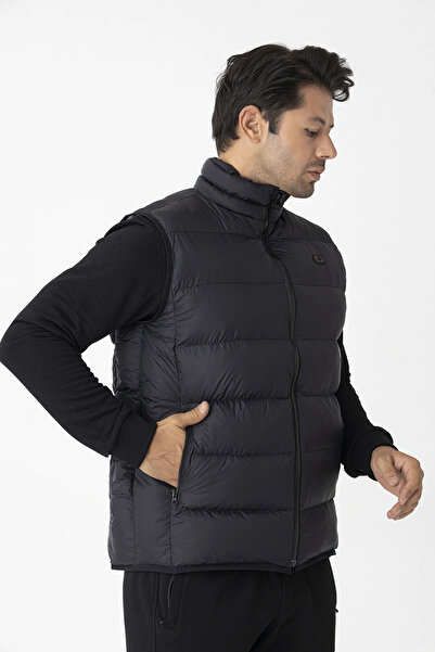 Crozwise Ανδρικό φουσκωτό γιλέκο με επένδυση ανθρακί 4018-06