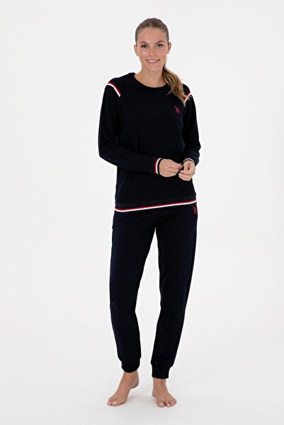 U.S. Polo Assn. Women's Look Stylish 100% Cotton Striped Detail Pajama Set