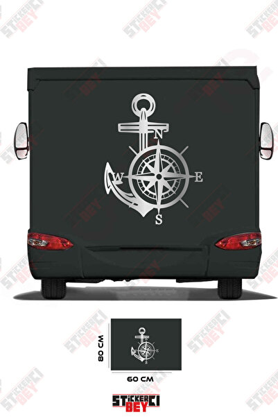 STİCKERCI BEY Caravan Sticker Coating with Anchor and Rudder Images