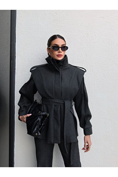 ESRAHELVACI Shoulder Pad Piece Shoulder Epaulet Detail Cashmere Coat