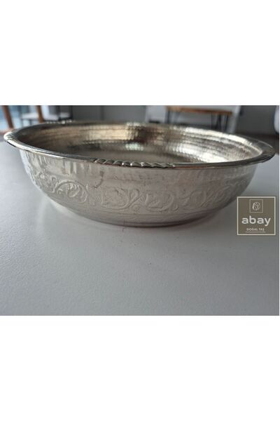 Abay Doğal Taş Krom Kaplama Pirinç Hamam Tası