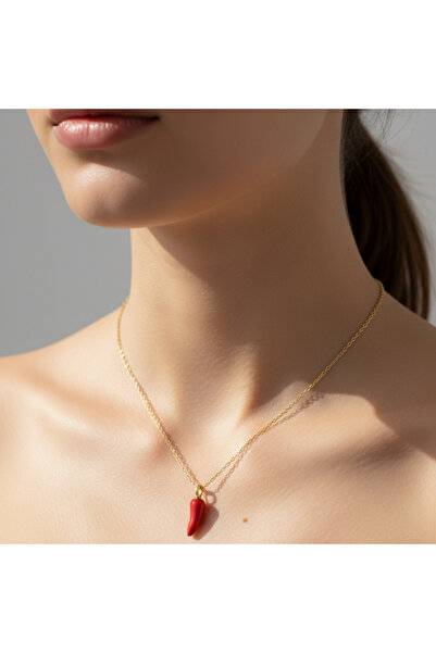 Madame Deco & Takı قلادة فولاذية من تصميم مادام (كورنيسيلو) على شكل فلفل أحمر...