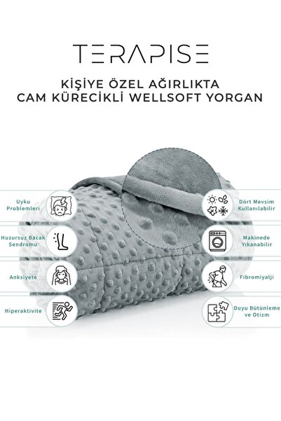 Elioure Süper Yumuşak Wellsoft Ağırlıklı Yorgan / Battaniye, 7 kg, Gri, Çift ...