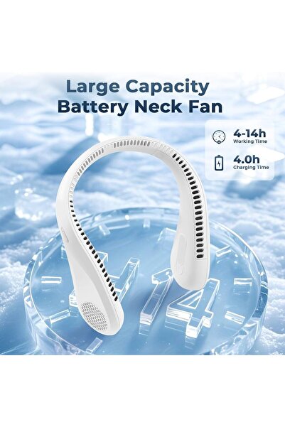 Generic Portable Rechargeable Wearable Neck Fan - 3-Speed, Hands-Free, Low Noise