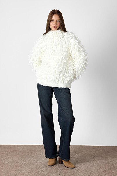 SHERIN Ecru Tasseled Sweater Sweater