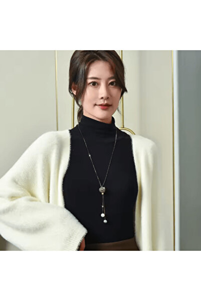 CRM Women's long necklace with crystal beads, - elegant accessory for dresses and sweaters