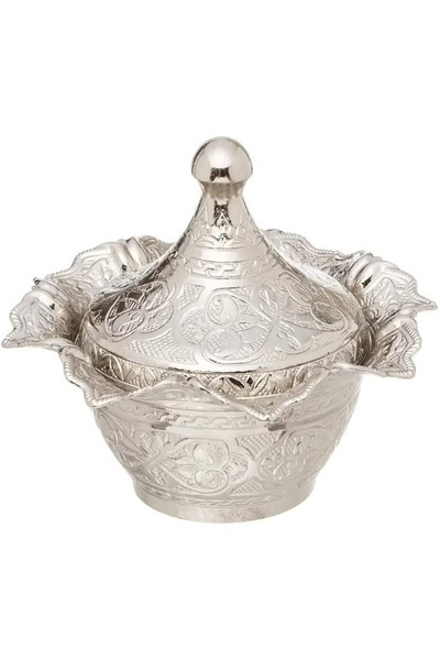 Generic Chic Ottoman-Style Copper Sugar Pot with Lid – Magical Silver Color, Stylish Design, Made in Turkey