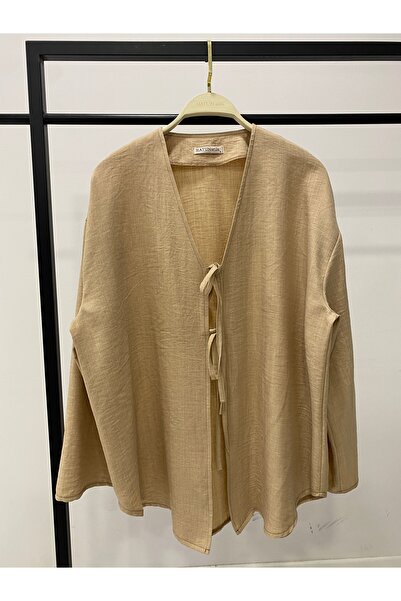 Hatun Atila Ζακέτα κιμονό με κορδόνια - Μπεζ