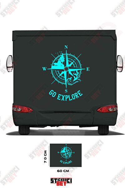 STİCKERCI BEY ملصق ملاحة مكتوب عليه 'استكشف' بتصميم عصري للكرفانات