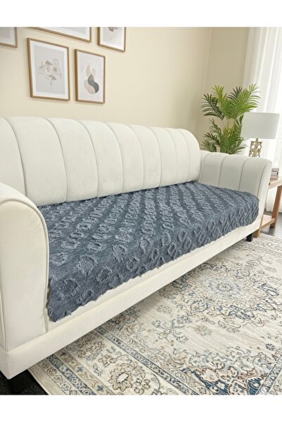 NEREZ TEKSTİL Şönil Bohem Kaymaz Desen Koltuk Örtüsü 90x210 cm | 3 Kişilik Ka...