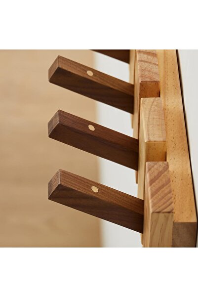 ALMEKAQUZ Wood Wall Mounted Coat Rack, Flip-Down 10-Hook Black Walnut