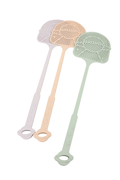 Lawazim Fly Swatter Set 3pcs 54x14.8cm - Flexible Long Handle Multicolor