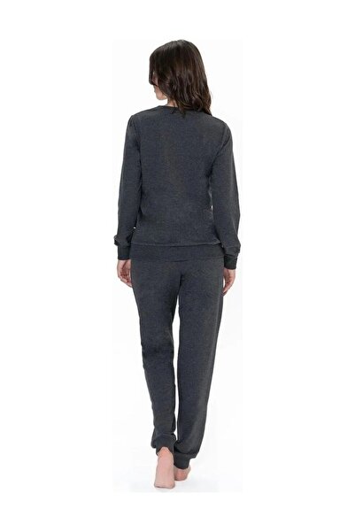 U.S. Polo Assn. 20111 Women's Anthracite Long Sleeve Round Neck Pajama Set