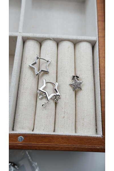 Jerie Silver Star Figure Triple Earring Set