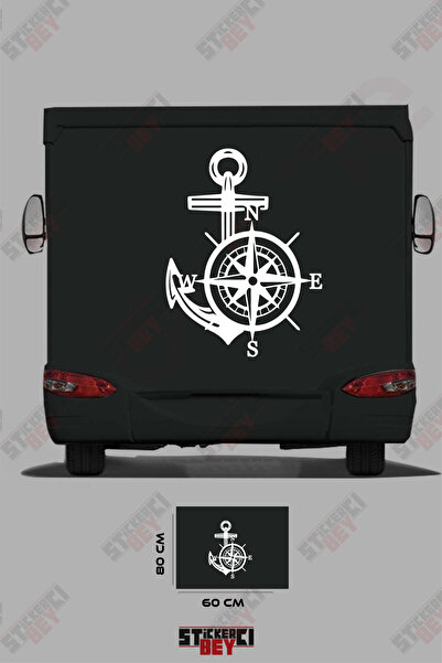 STİCKERCI BEY Caravan Sticker Coating with Anchor and Rudder Images