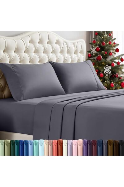 Utopia Bedding King 4-Piece Brushed Microfiber Sheet Set (Grey)