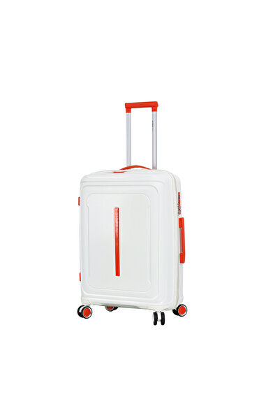 Lee Cooper Medium extendable trolley LC33403, 67x43x26 cm, polypropylene, lock, 4 wheels 360°, white