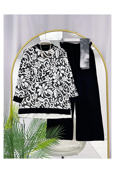 YEDİLALE Flower-Patterned Zero-Collar Knitwear Double Set [Excluding Underwear and Shawl]