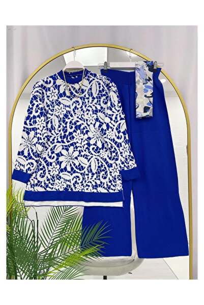 YEDİLALE Flower-Patterned Zero-Collar Knitwear Double Set [Excluding Underwear and Shawl]