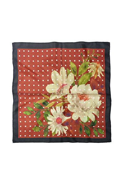 Sultan İpek وشاح / باندانا منقوشة بالزهور مقاس 52×52 سم