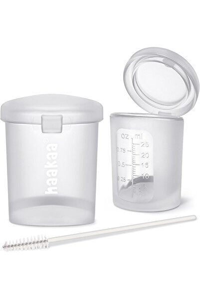 Haakaa كوب قياس وتغذية سيليكون بغطاء (معقم مسبقًا) - 25 مل - قطعتان، كوب كولو...