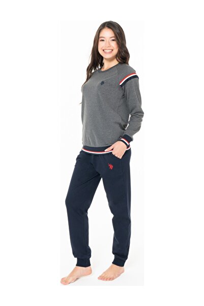 U.S. Polo Assn. Women's Look Stylish 100% Cotton Striped Detail Pajama Set