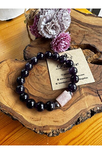 parze doğaltaş Amethyst and Sunstone Design Bracelet