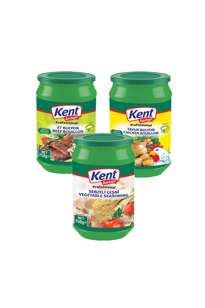 Kent Boringer 3’lü Çeşni Paketi Sebzeli Çeşni & Et Bulyon & Tavuk Bulyon 750g...