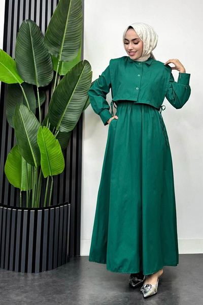 Tesettür Diyarı فستان فينوس طقم فيست زمرد