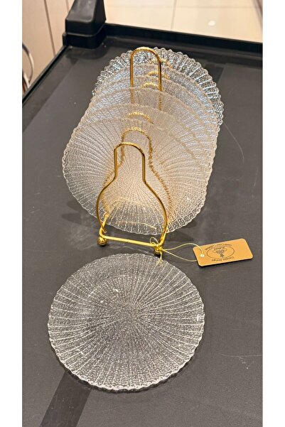 ALMASA 6 glass dessert plates with stand