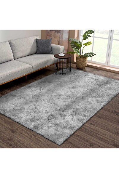 Generic Leesentec Soft Fluffy Shaggy Area Rug (Grey White, 120 x 160 cm)