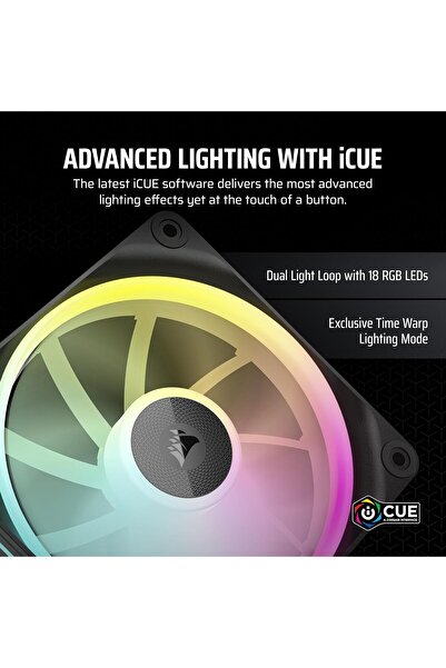 Corsair iCUE LINK LX120 RGB 120mm PWM Fan Single Pack - Dual Light Loops - Black