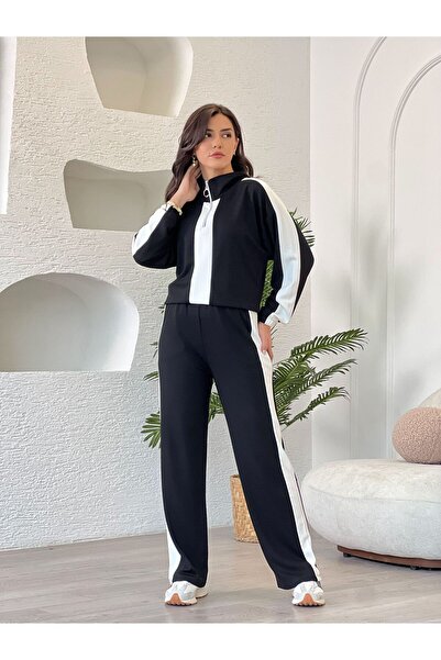 DE'VESTA طقم رياضي نسائي مريح من القطن المودال المستورد مع شريط بسحاب، تصميم ...