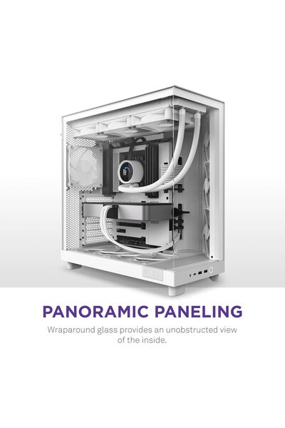 Nzxt H6 Flow CC-H61FW-01 Compact Dual-Chamber Mid-Tower Airflow Case - White