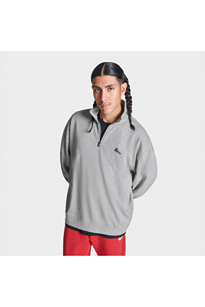 Converse Loose-Fit Sneaker Patch Half-Zip Erkek Gri Sweatshirt
