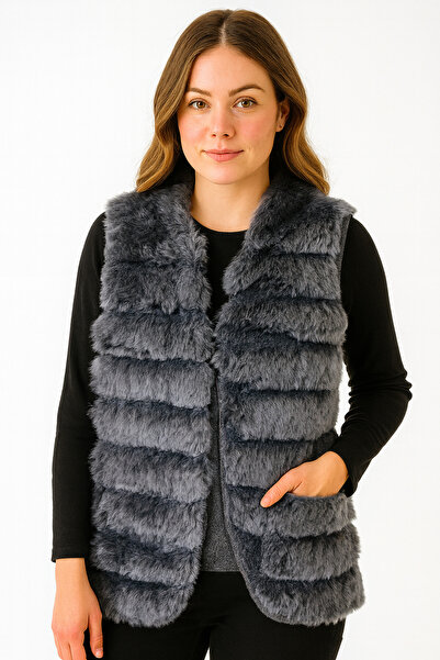 Modayase Women's Modern Faux Fur Vest
