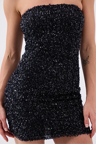 HOLLY LOLLY Sequined Strapless Mini Genesis Dress Black