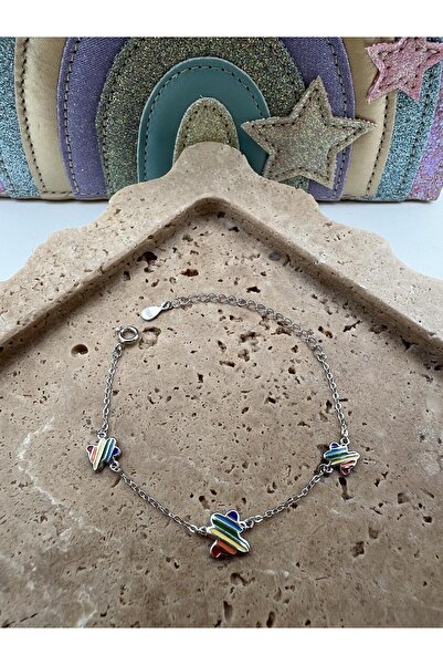 Tep's Jewellery Çocuk Gümüş Mineli Renkli Ayıcık Bileklik