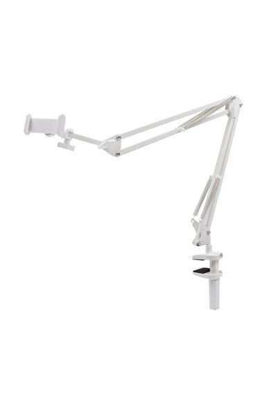OEM Universal professional metal tablet holder, 2-segment mechanical arm, 360° rotation, White