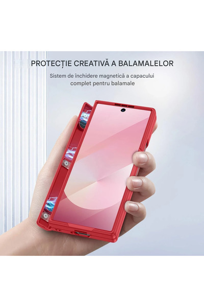 HWeggo Samsung Galaxy Z Fold 6 Full Wrap Case with Stand, red