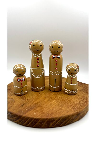 Alf Wood Cookie Man Peg Doll Family - 4 Pieces - Christmas Decorative Figure ...