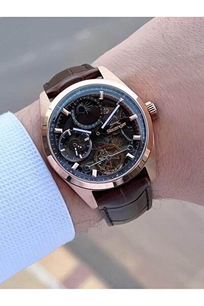 Slazenger Men's Wristwatch Esl.2559.4 with Automatic Serial Moonlight and Sun Dial Italian Bracelet Gift