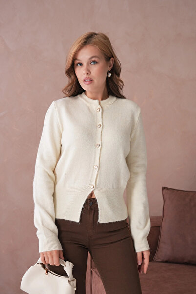 Park Karon Women's Crew Neck Button Detailed Knitwear Cardigan