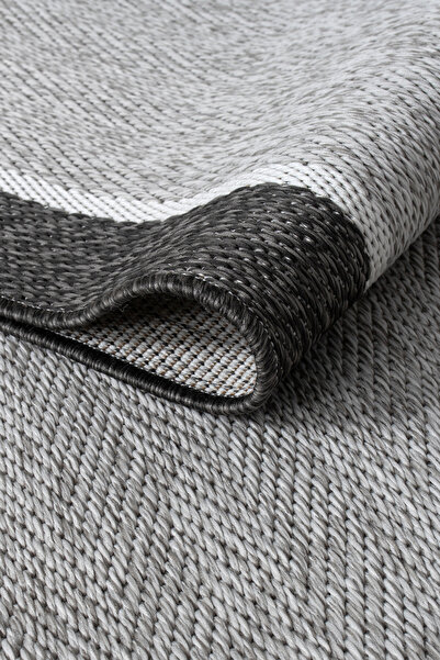 Meta Halı Mt Venüs Sisal Antrasit - Gri Bordürlü Modern Dokuma Kilim Hasır Halı