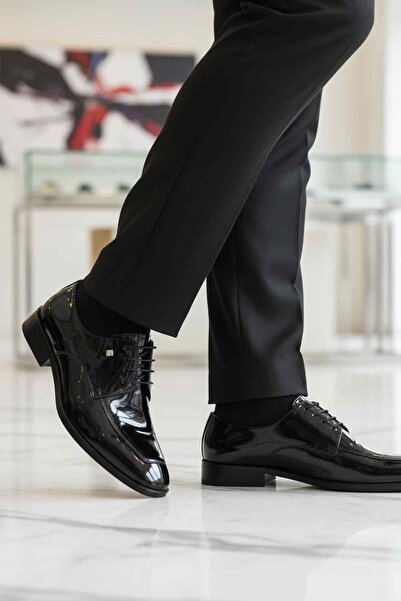 Fosco Μαύρα λουστρίνια ανδρικά κλασικά παπούτσια από γνήσιο δέρμα 3265 M