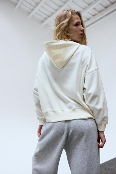 Stradivarius Studded Embroidered Hooded Sweatshirt