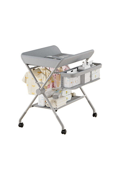 SOLLUXE Masă de înfășat pliabilă cu organizator, apărători laterale, roți și ...